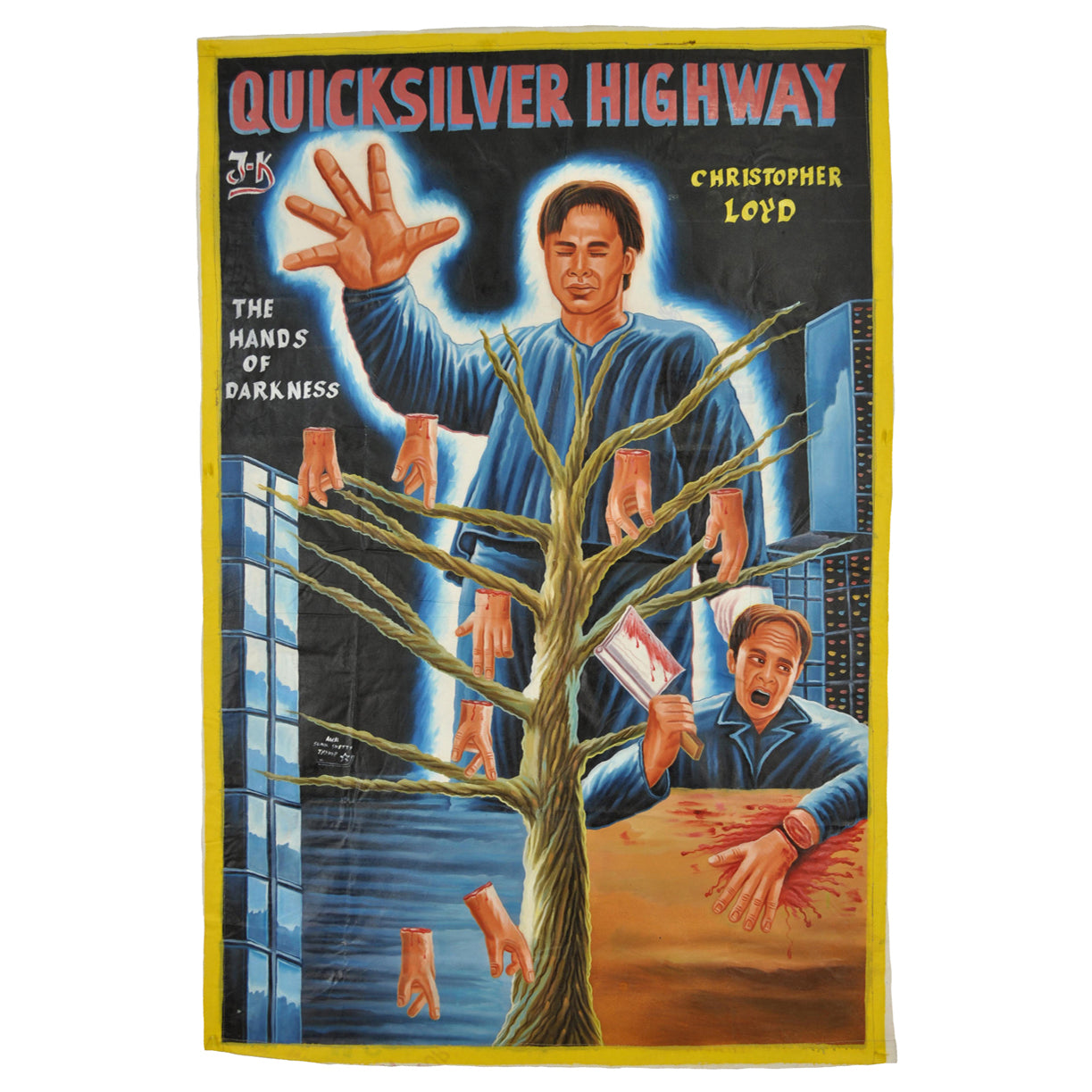 QUICKSILVER HIGHWAY MOVIE POSTER HAND PAINTED IN GHANA FOR OUTSIDER ART