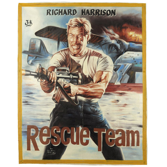 RESCUE TEAM MOVIE POSTER HAND PAINTED IN GHANA FOR THE LOCAL CINEMA ART