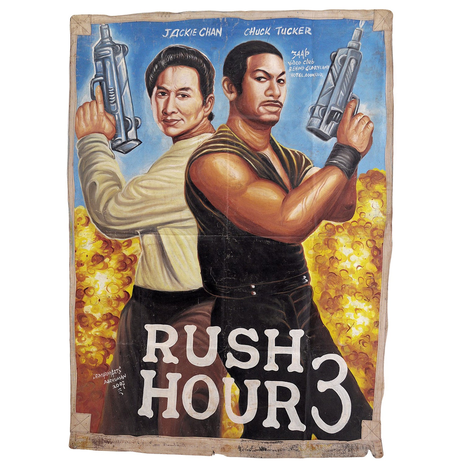 RUSH HOUR 3 HAND PAINTED MOVIE POSTER FROM GHANA WALL STREET FILM  ART