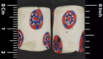 Rare Antique Venetian Millefiori African Trade Beads Pair