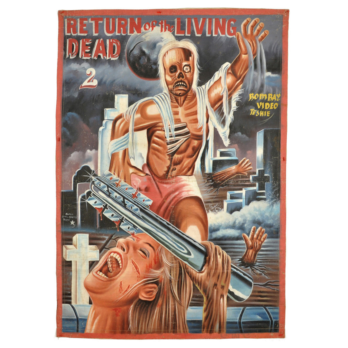 Return of the living dead 2 movie poster hand painted in Ghana Cinema wall Art