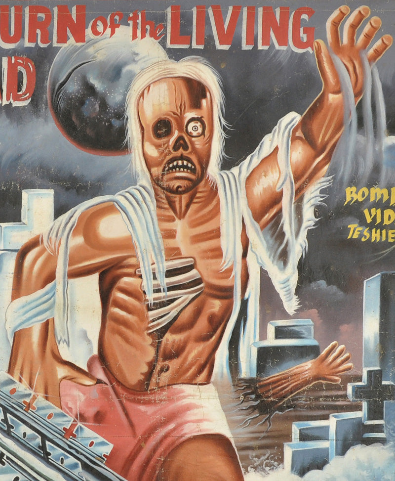 Return of the living dead 2 movie poster hand painted in Ghana Cinema wall Art details