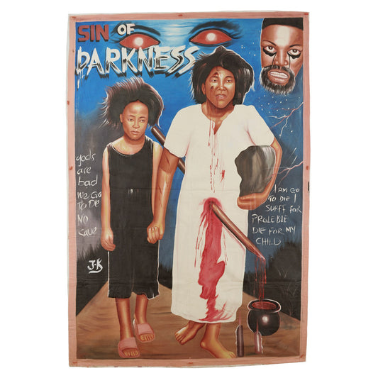 SIN OF DARKNESS AFRICAN MOVIE POSTER HAND PAINTED IN GHANA FOR THE LOCAL CINEMA WALL ART