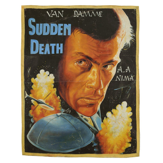 SUDDEN DEATH VAN DAMME MOVIE POSTER HAND PAINTED IN GHANA FOR THE LOCAL CINEMA WALL ART