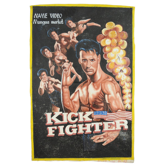 THE KICK FIGHTER GHANA MOVIE POSTER HAND PAINTED IN THE LOCAL CINEMA WALL ART