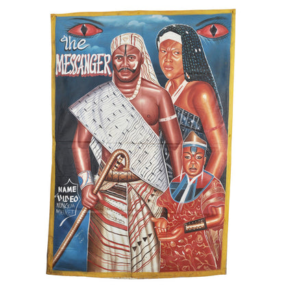 THE MESSENGER AFRICAN MOVIE POSTER HAND PAINTED IN GHANA FOR THE LOCAL CINEMA FILM OUTSIDER ART