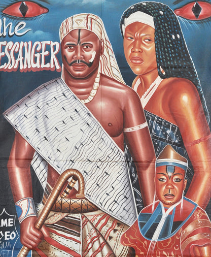 THE MESSENGER AFRICAN MOVIE POSTER HAND PAINTED IN GHANA FOR THE LOCAL CINEMA FILM OUTSIDER ART