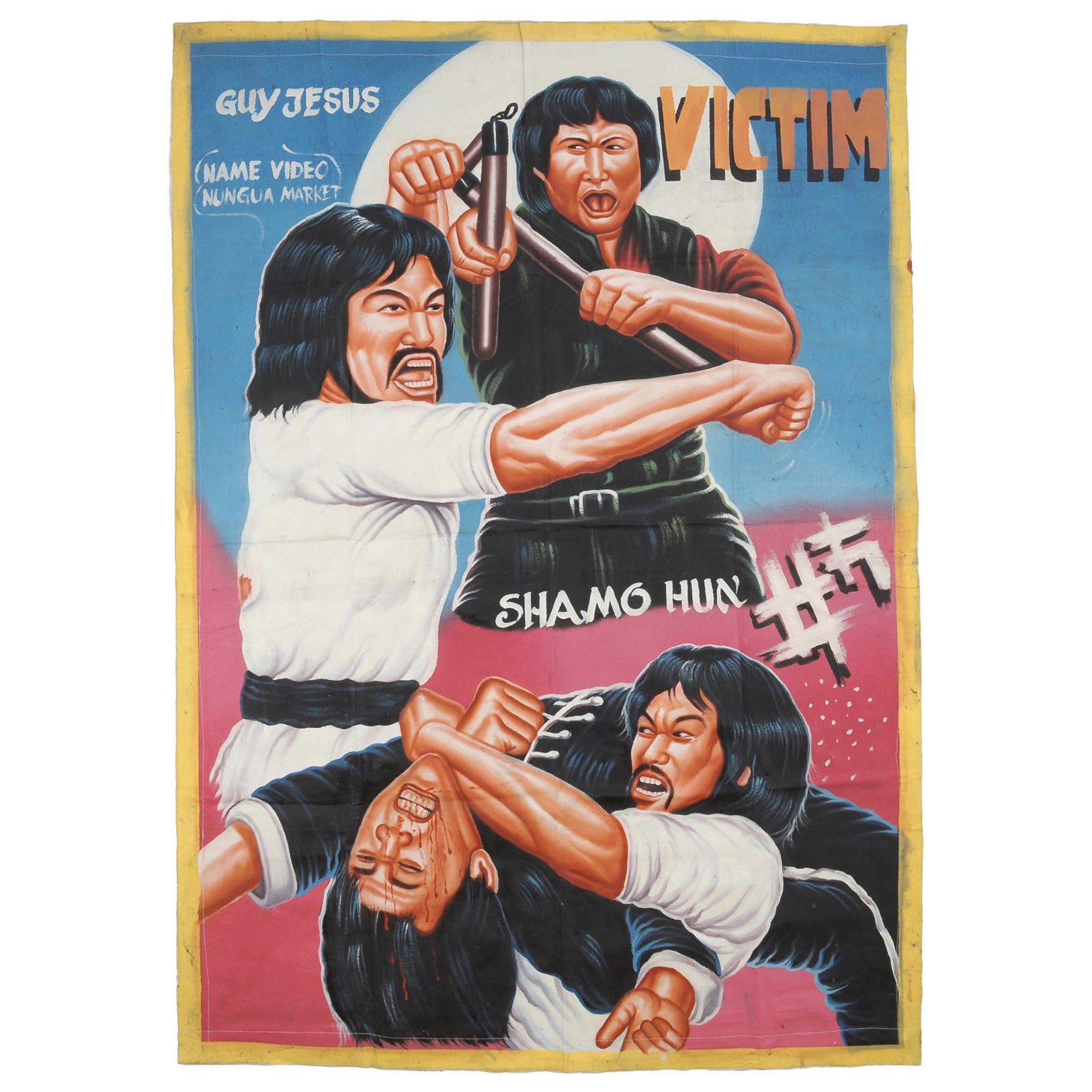 THE VICTIM MARTIAL ARTS MOVIE POSTER HAND PAINTED IN GHANA CINEMA ART