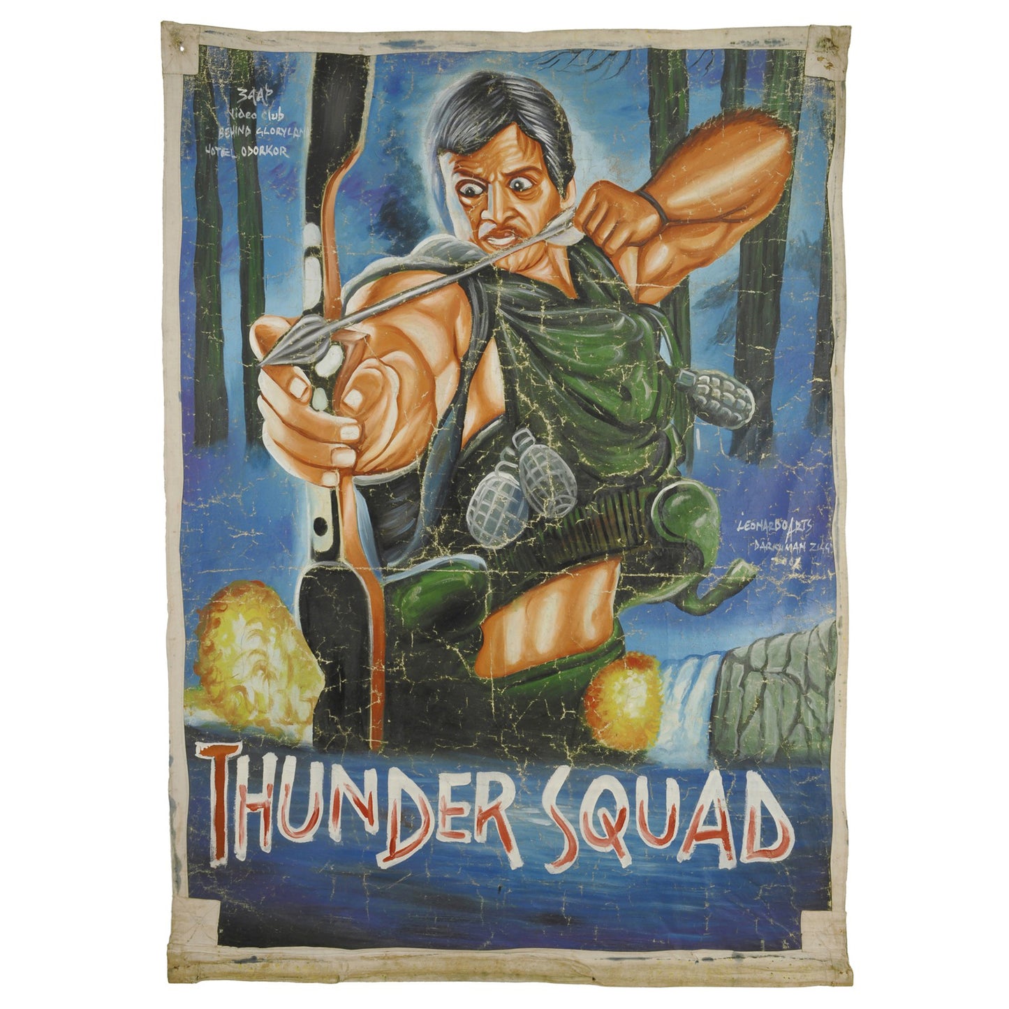 THUNDER SQUAD GHANA MOVIE POSTER HAND PAINTED ON RECYCLED FLOUR SACKS