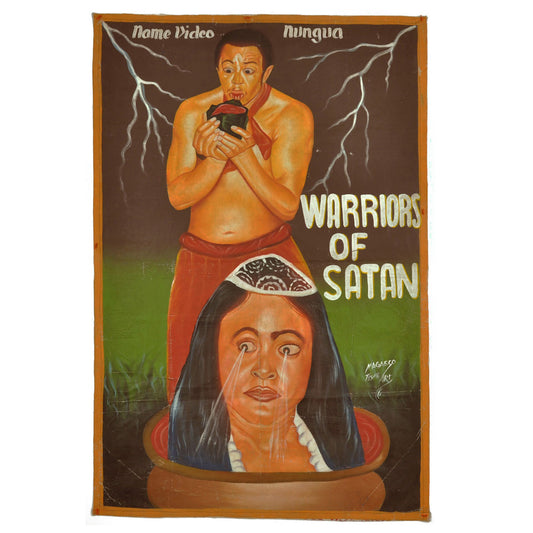 WARRIORS OF SATAN AFRICAN MOVIE POSTER HAND PAINTED IN GHANA FOR THE CINEMA ART