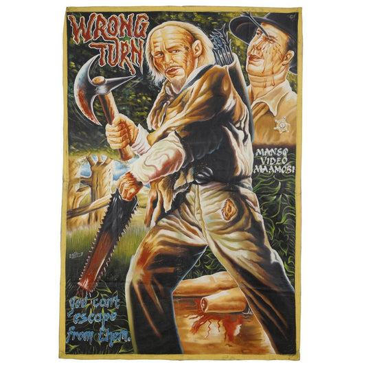 WRONG TURN HORROR MOVIE POSTER HAND PAINTED IN GHANA CINEMA OUTSIDER ART