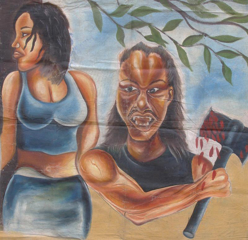 WRONG TURN HORROR MOVIE POSTER HAND PAINTED IN GHANA FOR WALL ART CINEMA FILM ART