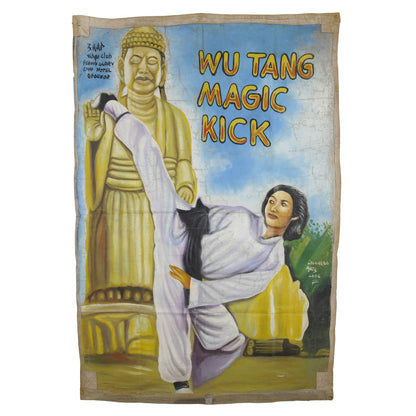 WU TANG MAGIC KICK MARTIAL ARTS MOVIE POSTER HAND PAINTED IN GHANA FOR OUTSIDER WALL ART