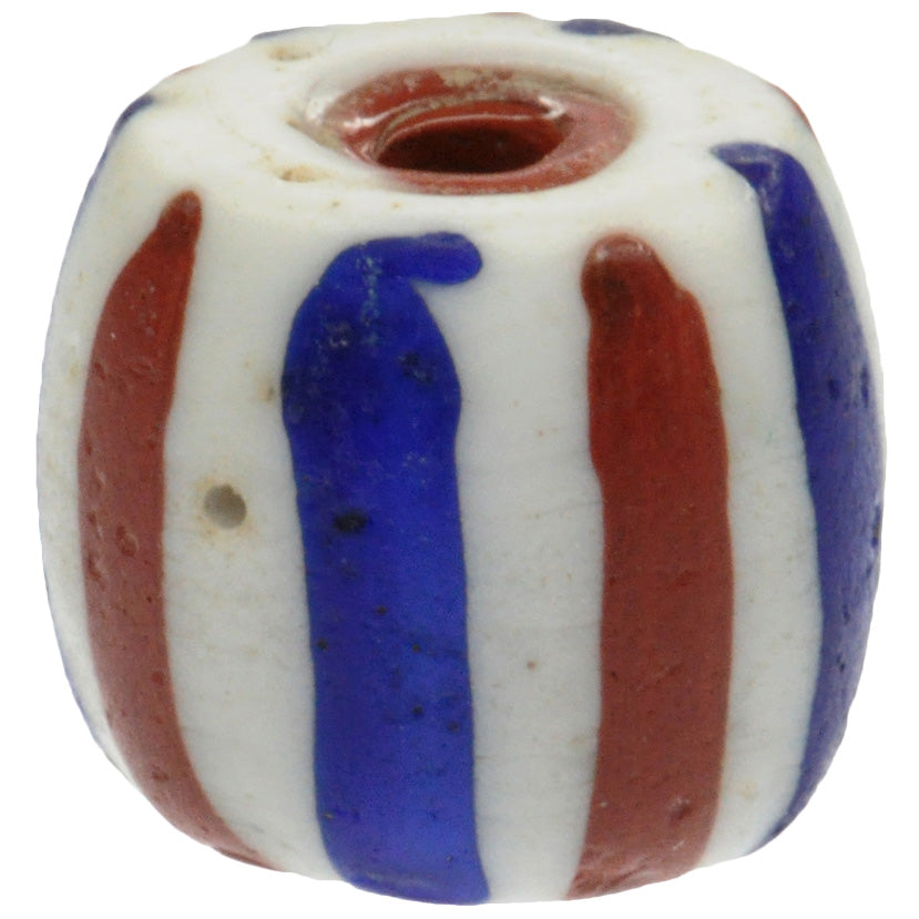 Antique Venetian Lampwork "Manhattan" Chevron Wound Glass Trade Bead – 14mm