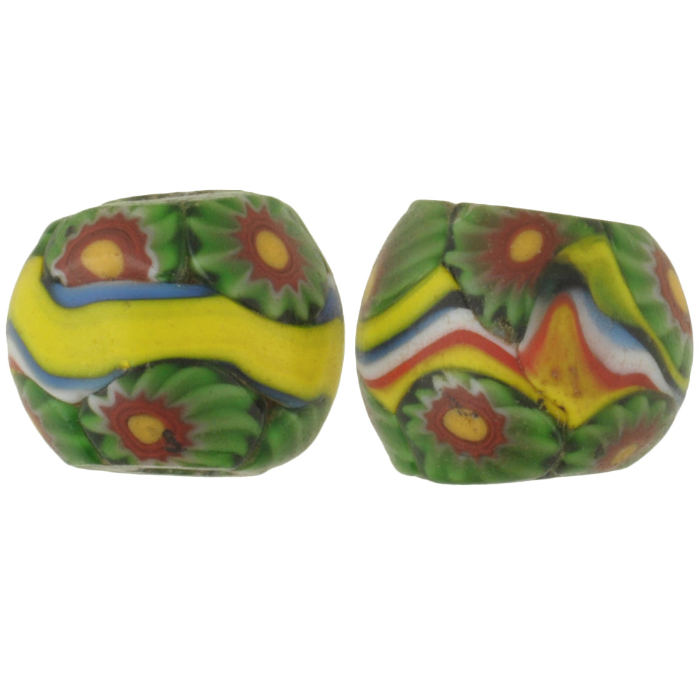 Rare Old Round banded Millefiori Venetian Mosaic Glass Beads African trade SB-30369