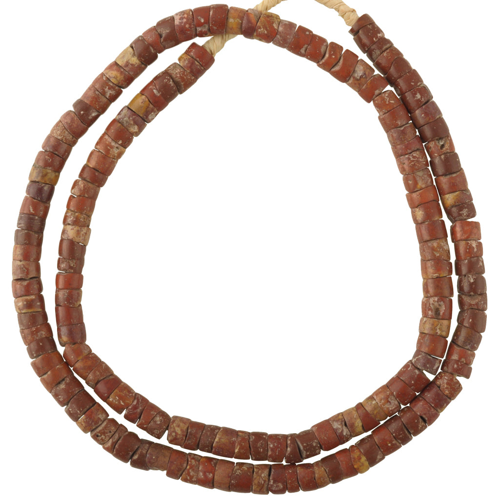 African trade beads Ghana Bauxite stone tribal beads ethnic necklace West Africa SB-35282