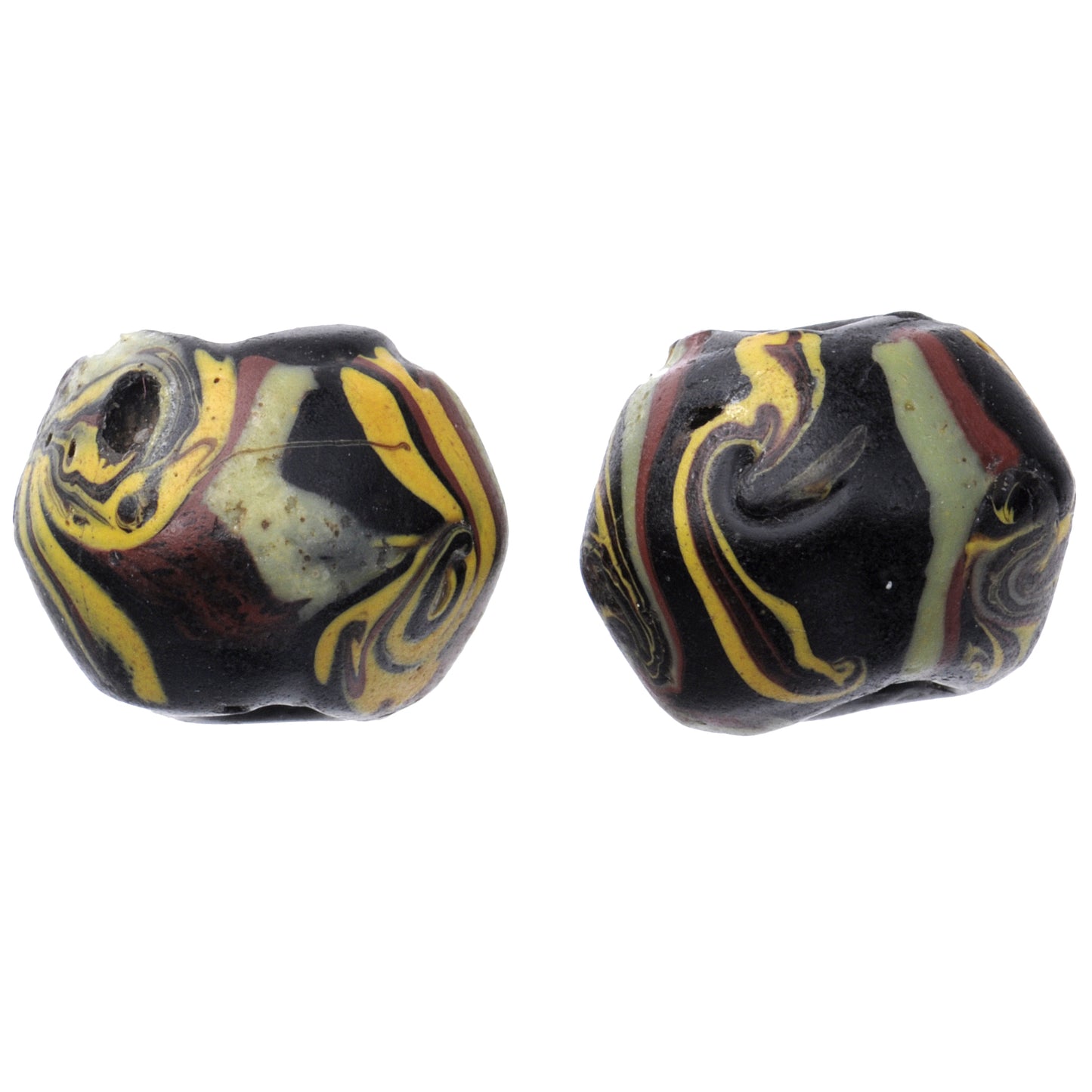 Rare Black Bicone "King" Venetian Wound Glass Trade Beads, African Trade