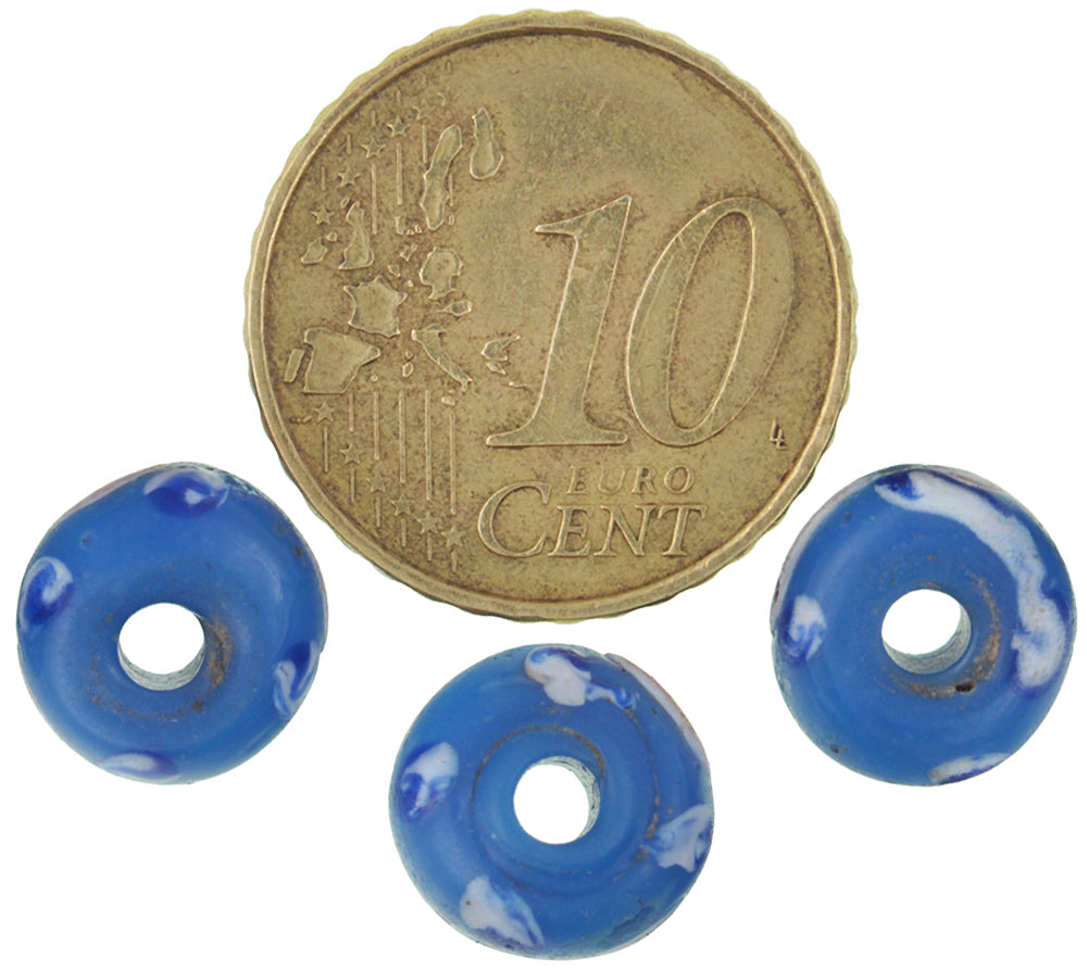 Rare Antique Blue Venetian Lampwork Beads with Trail Decoration – African Trade