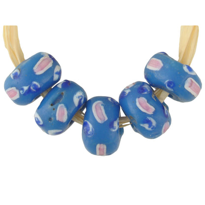 Rare Blue Fancy Disks Antique Venetian Lampwork Glass Trade Beads