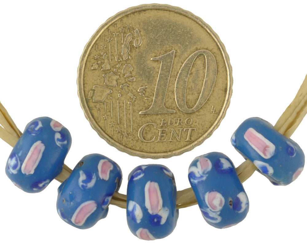 Rare Blue Fancy Disks Antique Venetian Lampwork Glass Trade Beads