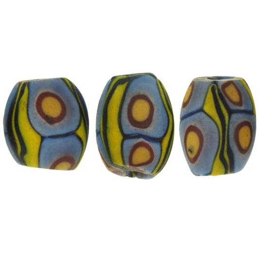 Old Rare Oval Millefiori Venetian Mosaic Glass Beads African Trade SB-27169