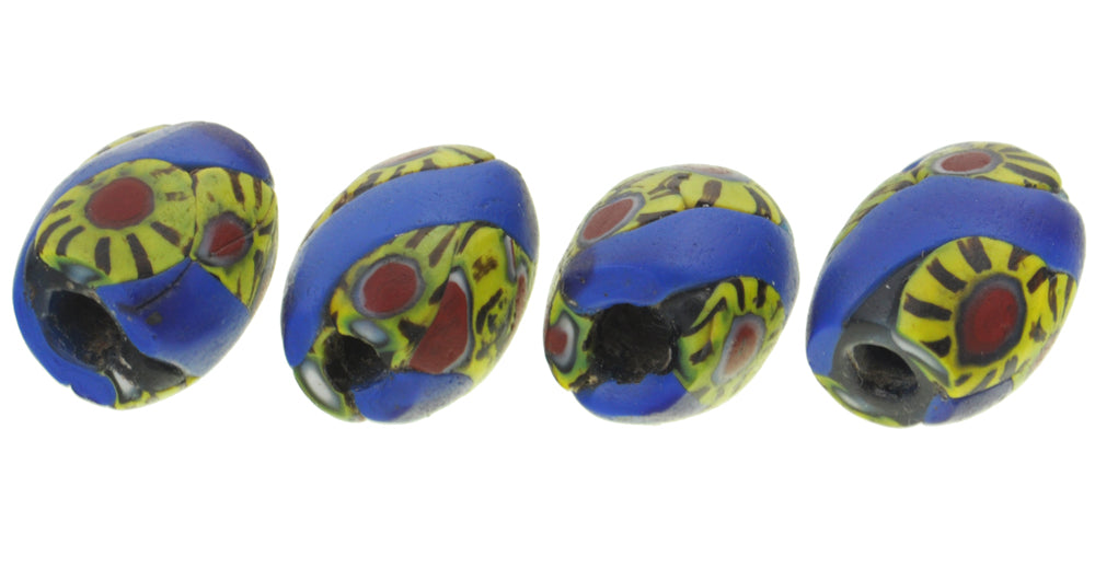 Rare Old oval Millefiori Venetian Mosaic Glass African Trade Beads SB-29114