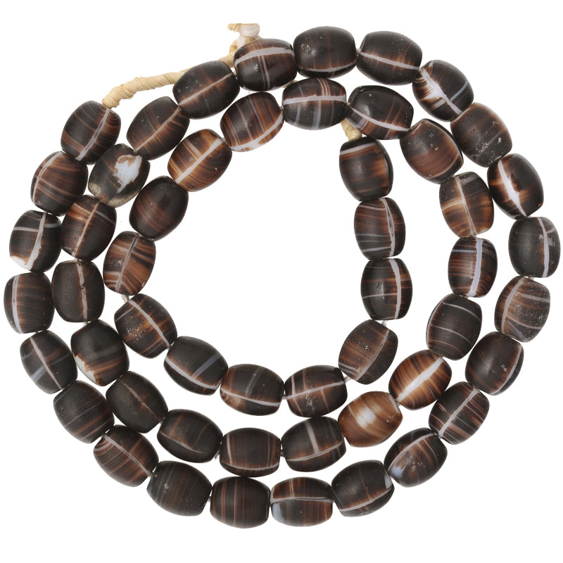 African trade beads old Bohemian Czech glass beads molded oval Ghana necklace SB-35219