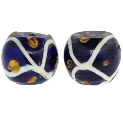 Rare Antique Cobalt Blue Venetian Lampwork Glass Trade Beads – 13x11mm