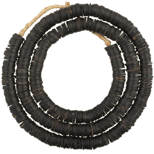 Nice Old Strand Of Medium Size Coconut Slices Disks Spacers African Trade Beads SB-26970