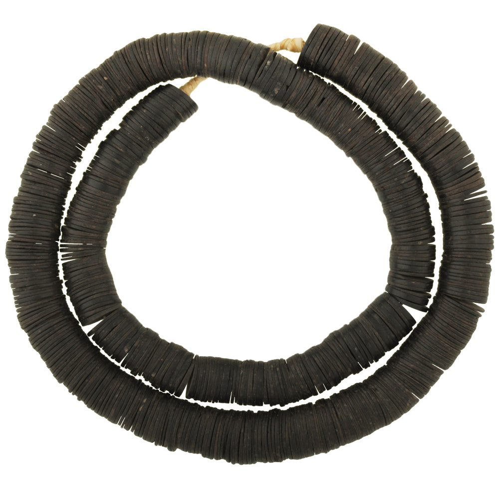 African trade beads old coconut shell slices heishi disks spacers large Ghana SB-37157