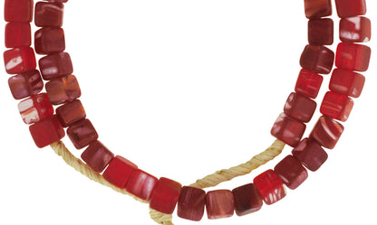 Old African trade beads Bohemian Czech glass cubes translucent jewelry necklace SB-38398