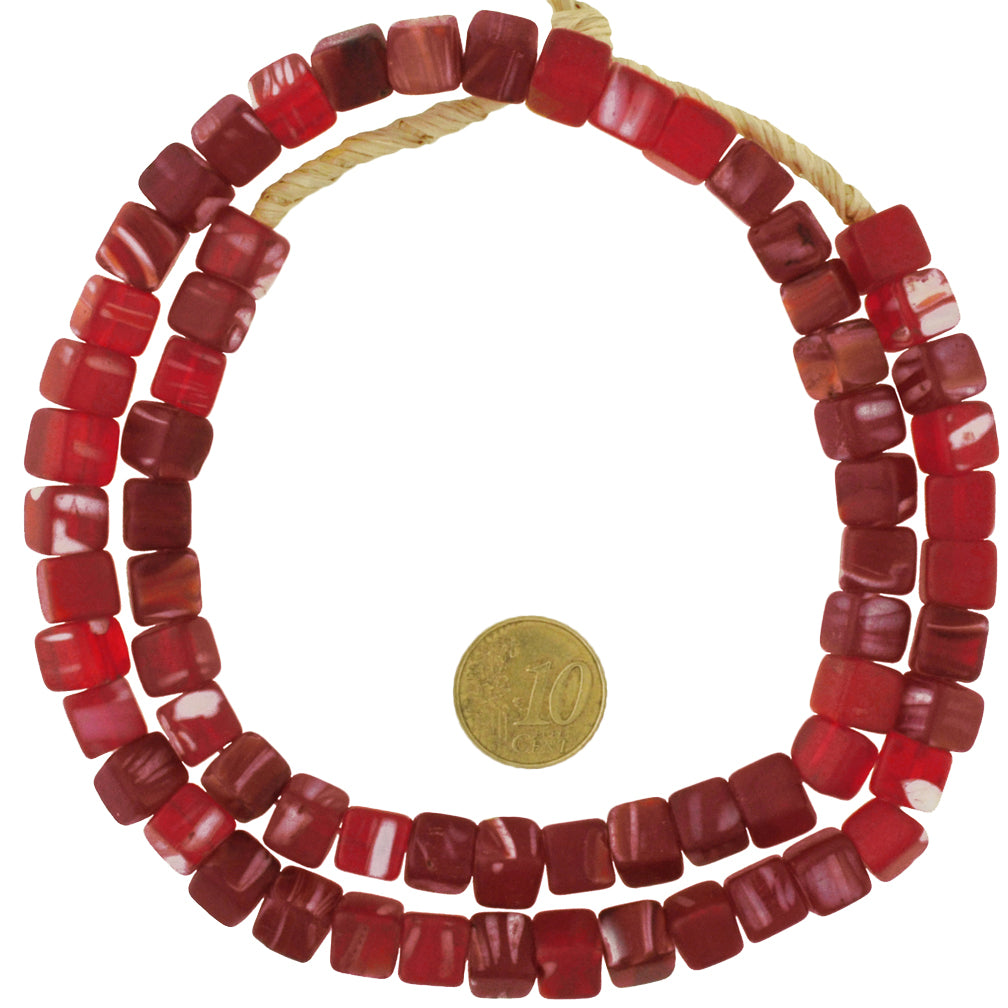 Old African trade beads Bohemian Czech glass cubes translucent jewelry necklace SB-38398