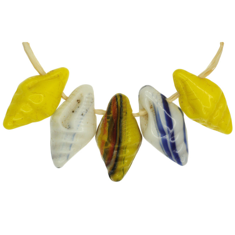 Rare Old Czech/Bohemian Snail-Shaped Glass Trade Beads, 16mm