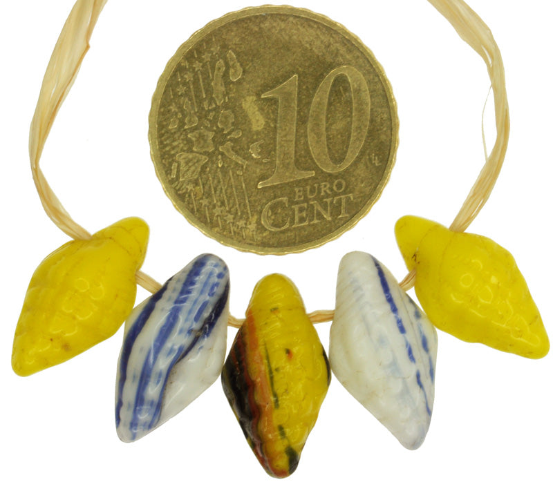 Rare Old Czech/Bohemian Snail-Shaped Glass Trade Beads, 16mm