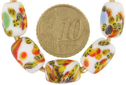 African glass trade beads oval old Bohemian Czech millefiori glass beads Ghana SB-36627