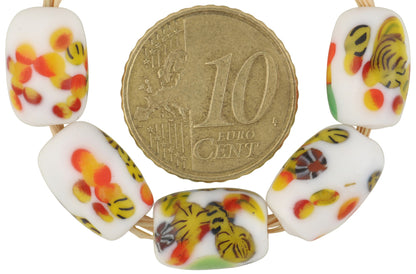 Old African glass trade beads oval Bohemian Czech millefiori glass beads Ghana SB-37607