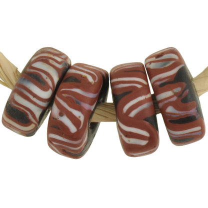 Rare Old Fancy Venetian Lampwork Beads with Trail Decoration, 11mm