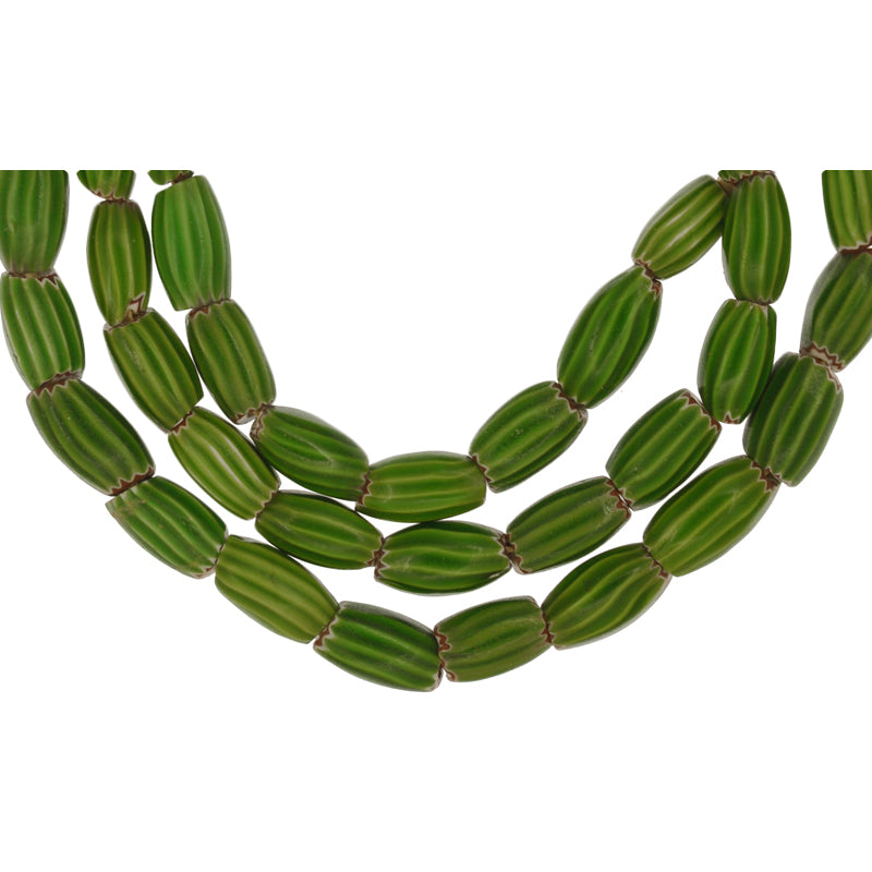 Old Matching Strand 4 layer Green Chevron Venetian Glass Beads African trade SB-25516