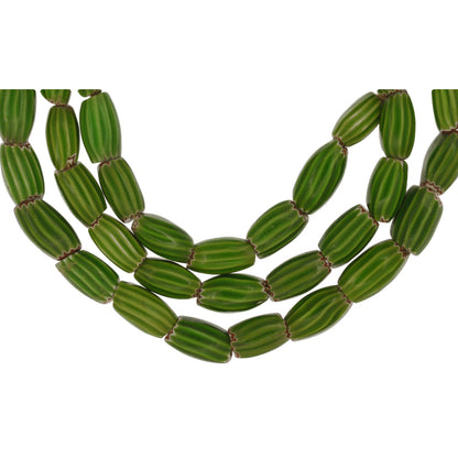 Old Matching Strand 4 layer Green Chevron Venetian Glass Beads African trade SB-25516