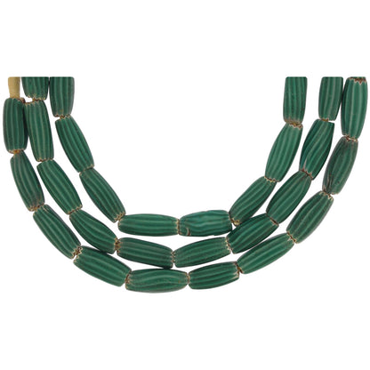 Old Matching Strand 4 layer Green Chevron Venetian Glass Beads African trade SB-25523