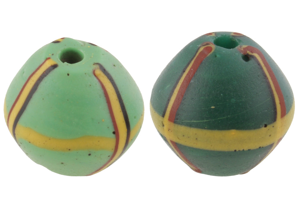 Antique Green Bicone "King" Venetian Lampwork Glass Trade Beads