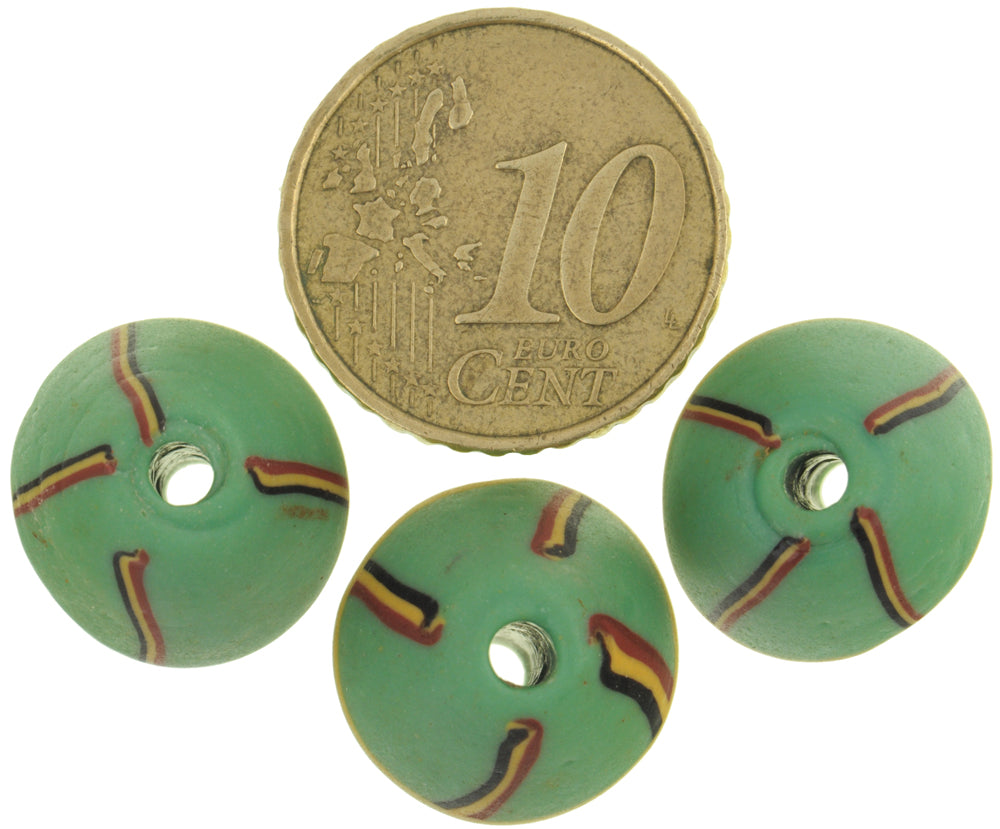 Antique Green Bicone "King" Venetian Lampwork Glass Trade Beads