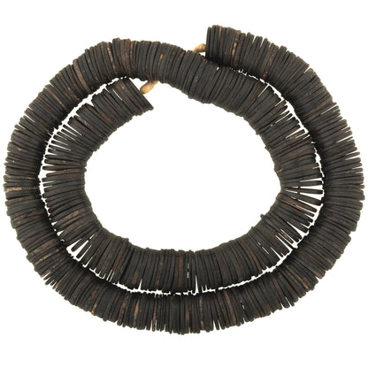 Old African trade beads coconut shell slices heishi disks spacers large Ghana SB-37781