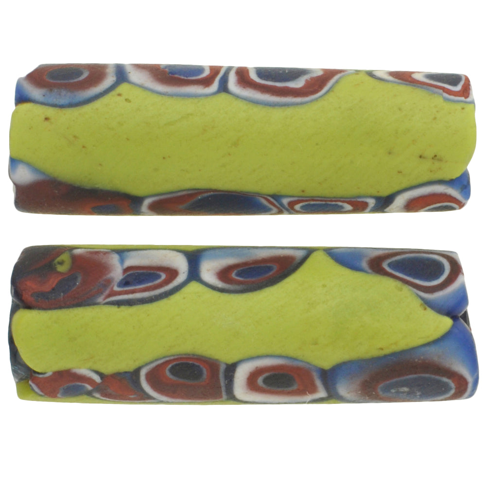 Old Matching Pair large Millefiori Venetian Mosaic Glass Beads African trade SB-30629