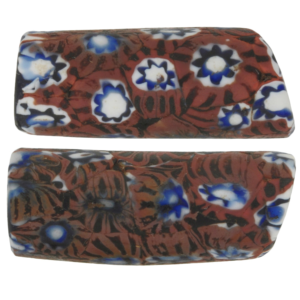 Antique Venetian Millefiori Mosaic Glass African Trade Beads, 28-29mm