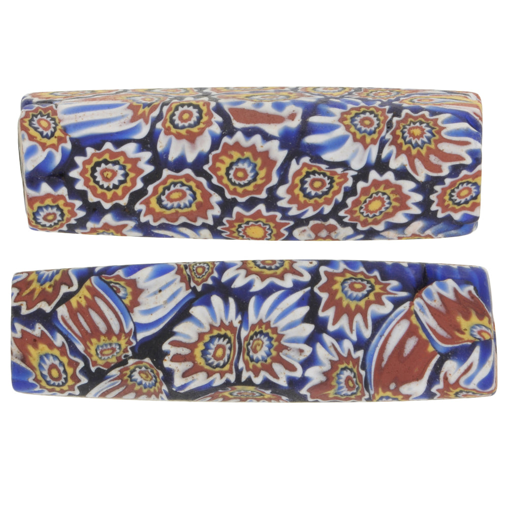 Old African trade beads rectangular millefiori Venetian mosaic glass beads large SB-35619