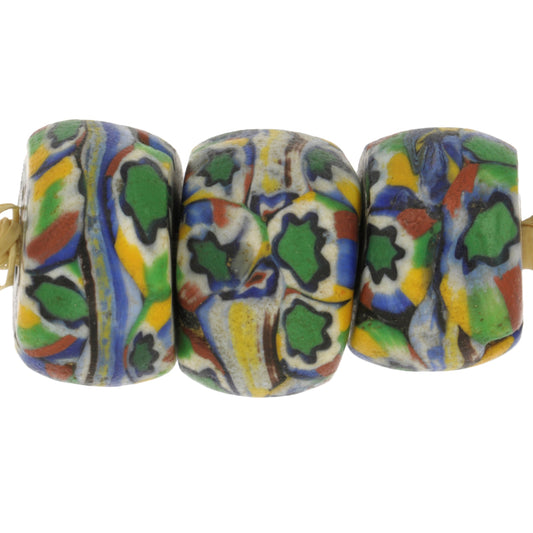 Rare Old Large Size banded Millefiori Venetian Mosaic Glass African Trade Beads SB-25446