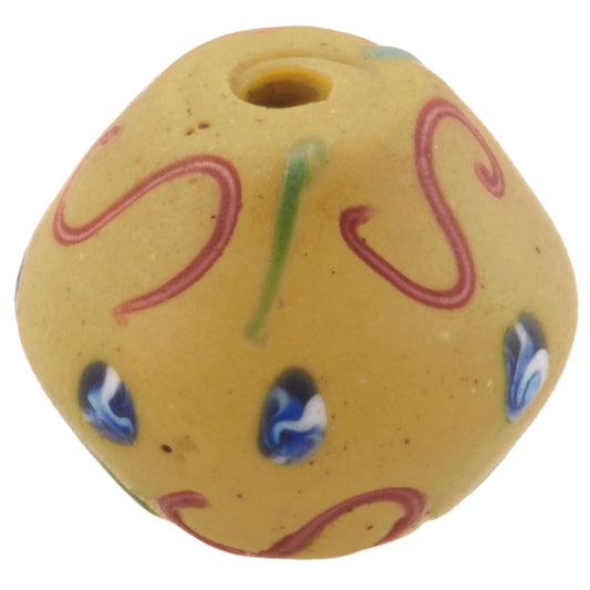 Antique Yellow Bicone "King" Fancy Venetian Lampwork Glass Trade Bead