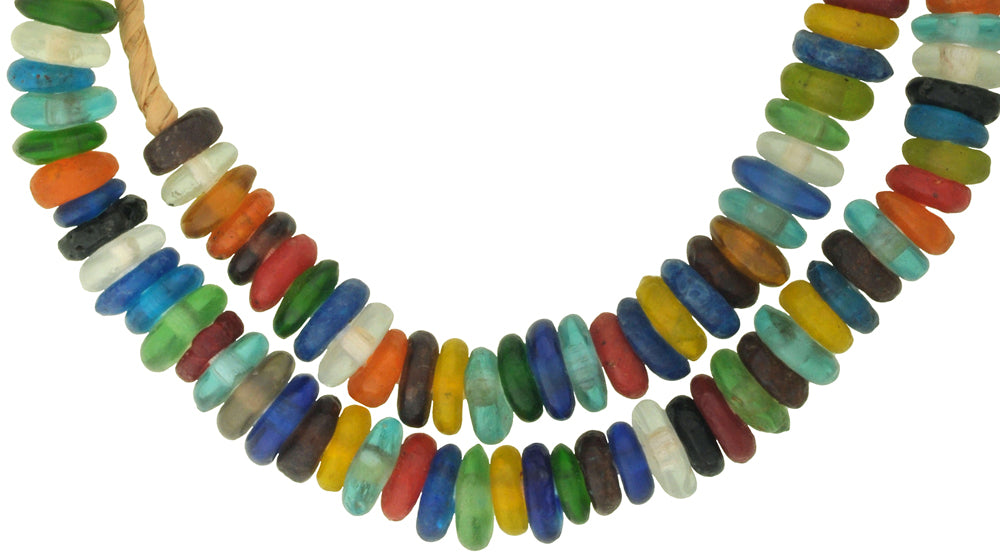 Powder glass Beads African recycled glass trade beads Krobo Ghana disks spacers SB-28807