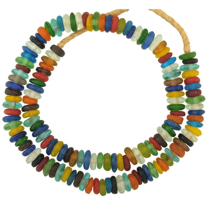 Powder glass Beads African recycled glass trade beads Krobo Ghana disks spacers SB-28807